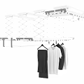 Wall Mounted Aluminum Drying Rack With Clothes Hangers And Hanging Clothes