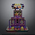 Colorful Dance Arcade Game Machine With Screen Speakers Foot Pedals And Lighting