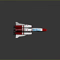 Detailed White and Red Spaceship Featuring Blue Cockpit and Multiple Engines