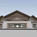 Modern Traditional Architectural Exterior Featuring Symmetrical Roof Glass Windows And Plaza Area