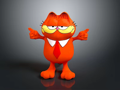 Orange Garfield Character With Red Tie White Collar And Outstretched Arms 3d model