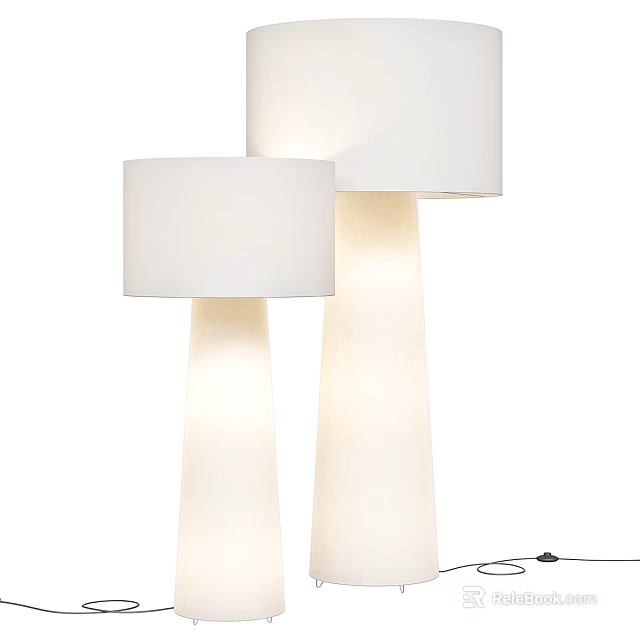 Modern White Chandeliers With Square Shades And Cylindrical Columns For Home Interior 3d model 