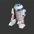 R2 D2 Robot Character Model With White Blue Dome Head And Leg Structure