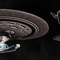 Detailed Star Trek Spaceship Model With Disc Shaped Design And White Blue Color