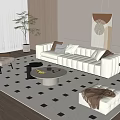 Modern Sofa Coffee Table Combination Leisure Chair Green Planting Edge Table Floor Lamp Painting Sofa Stool 3d model