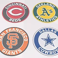 Professional Sports Team Logos Including Cincinnati Reds Oakland Athletics San Francisco Giants and Dallas Cowboys