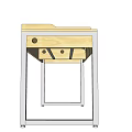 Wooden Office Desk With Metal Legs Cable Hole And Mesh Drawer