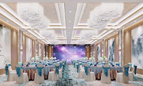 New Chinese Banquet Hall 3d model