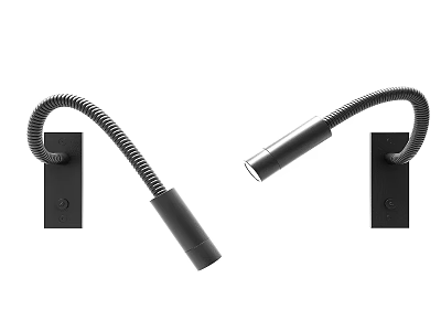Black Wall Lamps with Flexible Gooseneck Design and Cylindrical Light Heads 3d model