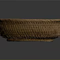 Handwoven Natural Wicker Basket With Round Shape And Intricate Weave Pattern