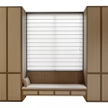 Wooden Shoe Cabinet With Side Storage Cabinets Central Bench Under Window With Blinds Modern Design 3d model