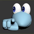 Playful Blue Cartoon Frog Creature With Big Eyes And Finger Shaped Character