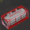 Industrial Equipment Cylindrical Tank With Red Frame Structure And Compozit Label