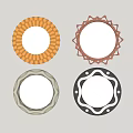 Decorative Round Mirrors With Gold Pink White Black Frames For Wall Decor 3d model