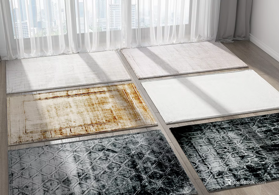 Square Rugs with Different Patterns and Colors for Modern Home Interior 3d model 