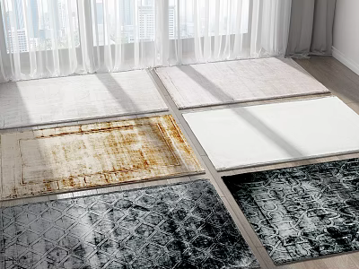 Square Rugs with Different Patterns and Colors for Modern Home Interior 3d model