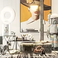 Modern coffee table decorative ornaments side table lamp 3d model