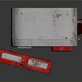 Vintage Red Vending Machine With White Top Worn Surface And Side Red Item
