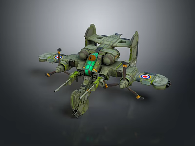 Military Fighter Jet 3D Model In Green With Royal Air Force Roundels And Multiple Weapons 3d model