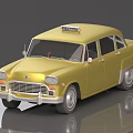 Shiny Yellow Vintage Taxi Car With Classic Design And Roof Taxi Sign