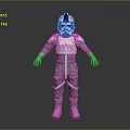 Futuristic Sci Fi Character In White Helmet And Gray Armor Suit Standing Pose