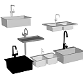 Various Styles Of Modern Stainless Steel Sinks With Single Double Basin And Faucets