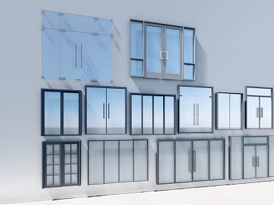 Modern Home Exterior Glass Windows And Doors With Sliding Hinged Styles 3d model