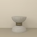 Minimalist White Marble Stool With Brass Ring Accent And Modern Design