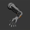 Robotic Arm With Silver Black Orange Design And Detailed Humanoid Hand Structure 3d model
