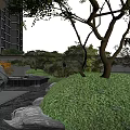 High Rise Residential Complex Planning With Central Courtyard And Entrance Area