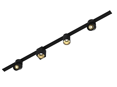 Black Track Mounted Four LED Downlights Spotlights for Modern Home Interior Lighting 3d model