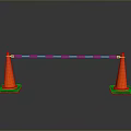 Orange Traffic Cones With Yellow Black Striped Bar For Road Safety Setup