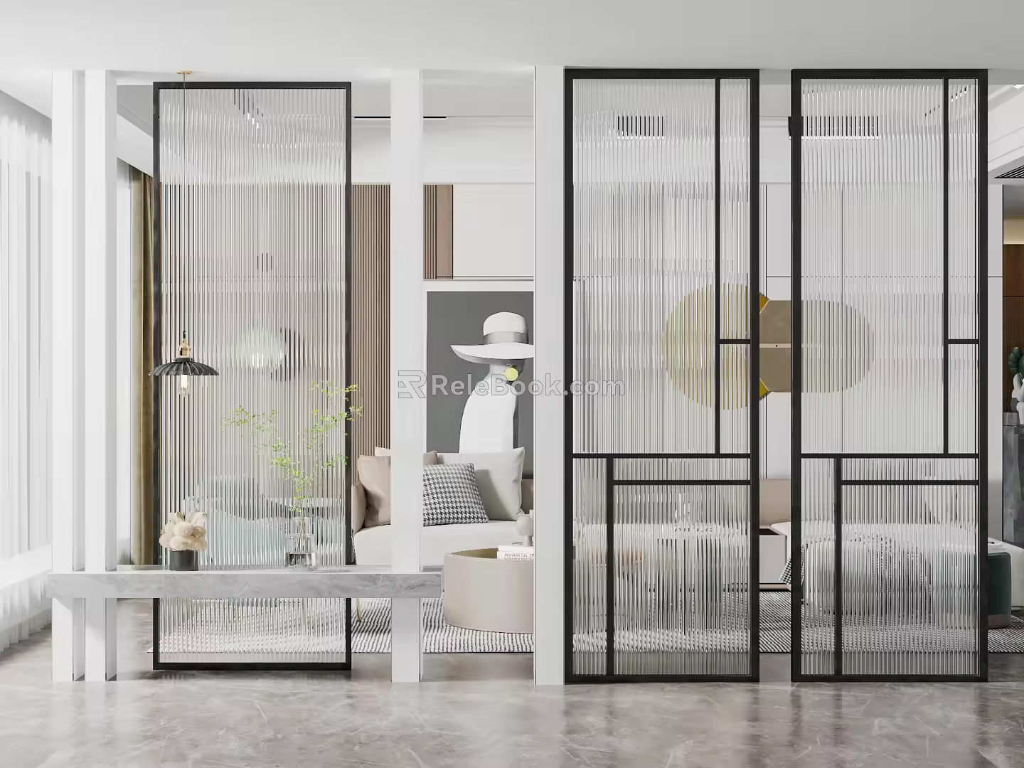 Modern partition Changhong glass porch partition 3d model