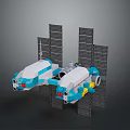 Lego Style Space Station Model With Solar Panels White Blue Modules And Yellow Details