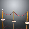 Golden Stanchion Barrier With Red Ropes White Bases And Reflective Floor Background