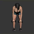 Woman In Green Sportswear Lifting Dumbbells During Intense Fitness Workout Session