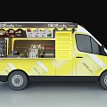 Choco Cake Food Truck with Yellow White Body Open Awning Serving Window and Menu Board