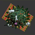 Decorative Christmas Tree With Mice String Lights Star Ornaments And Gifts On Carpet
