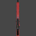 Red R-99 Gun Detailed View On Black Background With Magazine And Grip Design