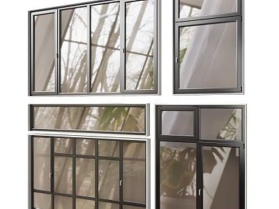 Modern Casement Windows With Black Frame Clear Glass For Home Ventilation And Natural Light 3d model