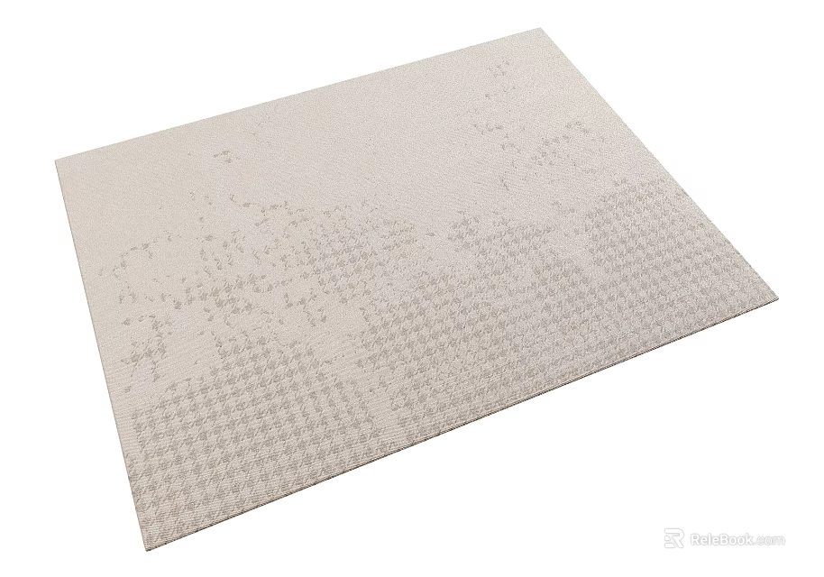 Light Beige Square Rug with Geometric Patterns for Modern Home Decor 3d model 