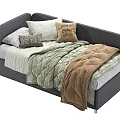 Soft Bed Frames With Colorful Pillows And Quilted Blankets In Gray Pink Green Brown