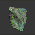 Green Cracked Crystal Stone With Glowing Surface Lines On Gray Background 3d model