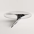 Modern Round Coffee Table With Transparent Glass Top And Polished Metal Base For Living Room
