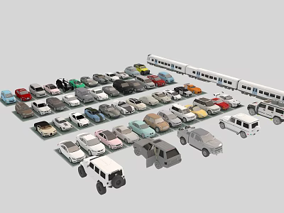Various Types of Cars Including Different Models and Assorted Colors on 3d model