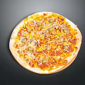 Fresh Baked Pizza Topped With Onions Corn Olives Tomato Sauce And Melted Cheese