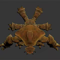 Orange Ferocious Game Movie Character 3D Model With Carapace Back And Multiple Limbs
