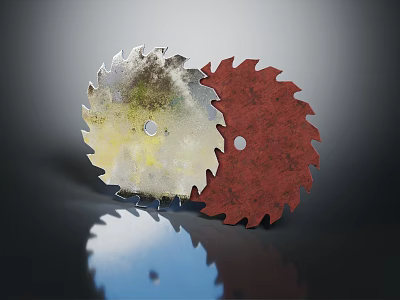 Hardware Tools Saw Blades in Silver and Red Colors for Cutting Applications 3d model