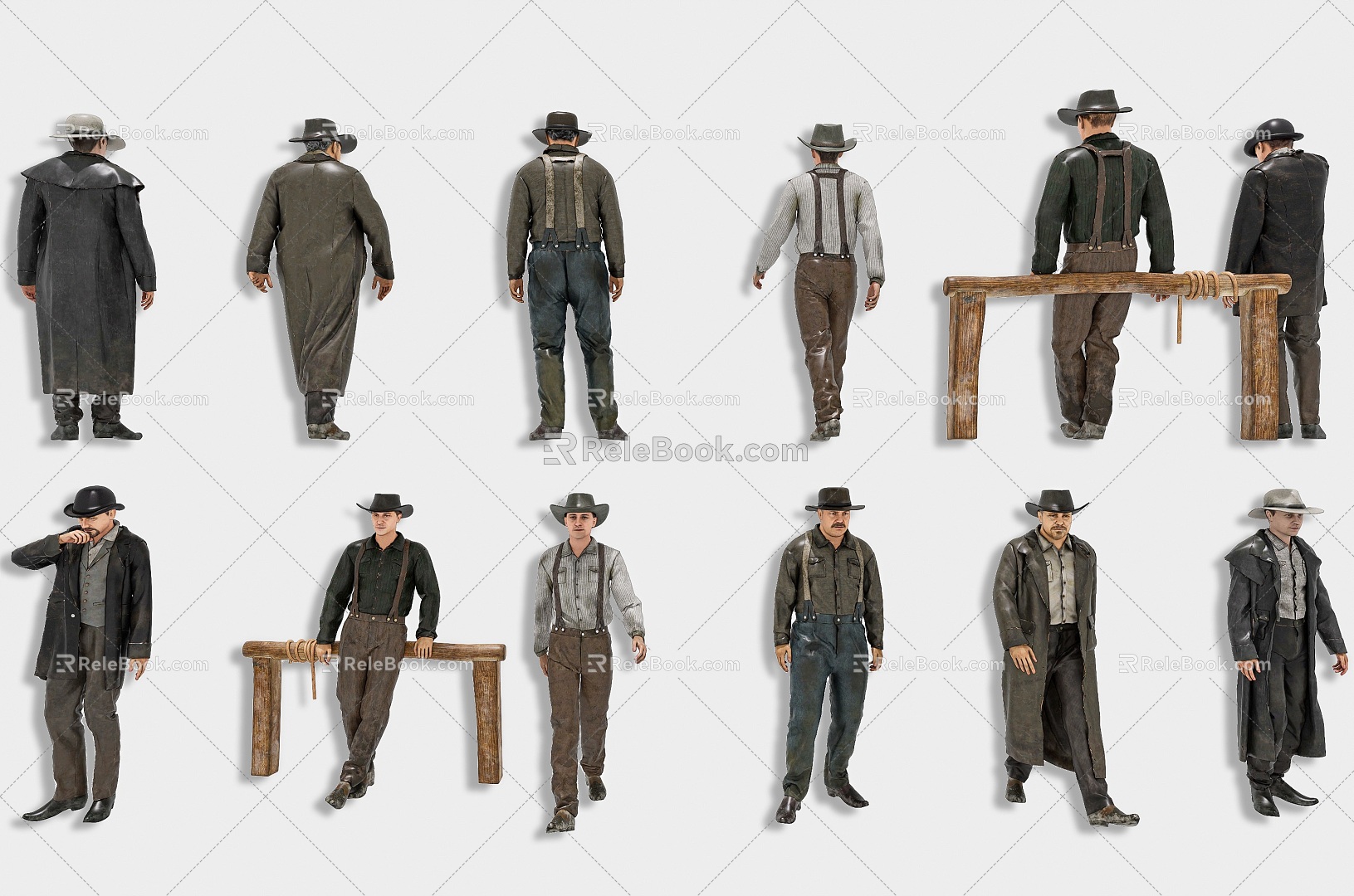 Western Denim character combination Wild West crowd Denim character Western Denim American Denim character combination model