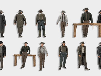 Western Denim character combination Wild West crowd Denim character Western Denim American Denim character combination 3d model